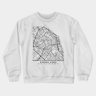 BUENOS AIRES ARGENTINA BLACK CITY STREET MAP ART Crewneck Sweatshirt